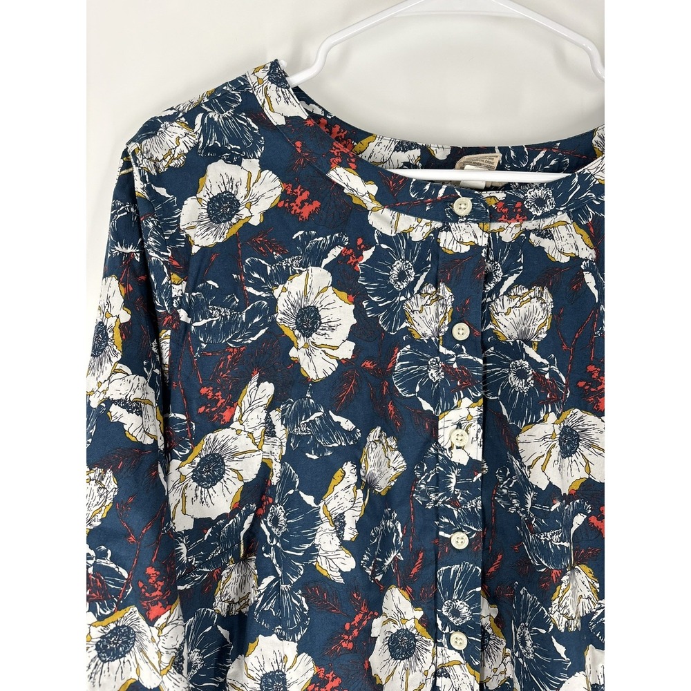 Duluth Trading Womens Floral Wrinkle Fighter Tunic Top Sz 1X Long Sleeve Pockets